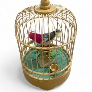Vintage Chirping Bird in Birdcage WORKS!